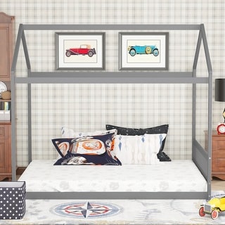 Queen Size Wooden House Bed with Headboard