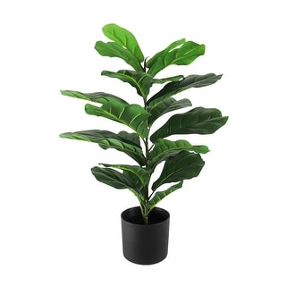 27in Real Touch Artificial Small Fiddle Leaf Fig Tree Plant in Black Pot - 27" H x 19" W x 19" DP