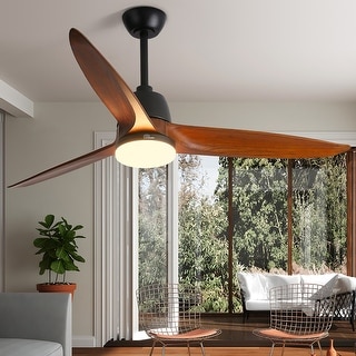 56 inch Wood Downrod Ceiling Fans with Lights and Remote Control,Indoor&Outdoor(3 Downrod)