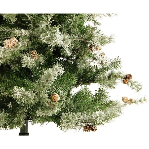 Fraser Hill Farm 7.5 Ft. Buffalo Fir Slim Artificial Christmas Tree with LED String Lighting