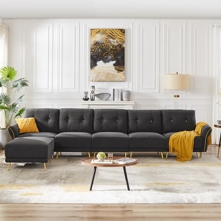 Modular Sofa Couch, Modern Sectional Sofa Couch, Soft Sherpa Fabric Sofa and Ottoman in Free Combination