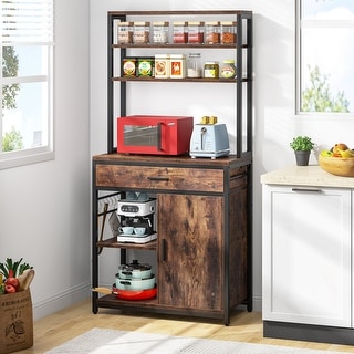 6 Tier Bakers Racks for Kitchens with Drawer & Cabinet, Microwave Oven Stand