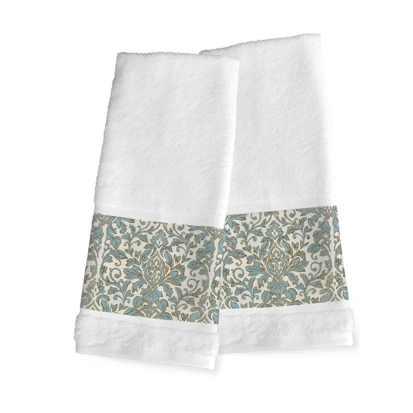 Laural Home Antique Damask Cotton Hand Towel Set of 2 - 16x29