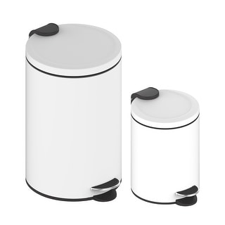Innovaze 3.2 Gal./12-Liter and 0.8 Gal./3 Liter Stylish Round Metal Step-on Trash Can Set