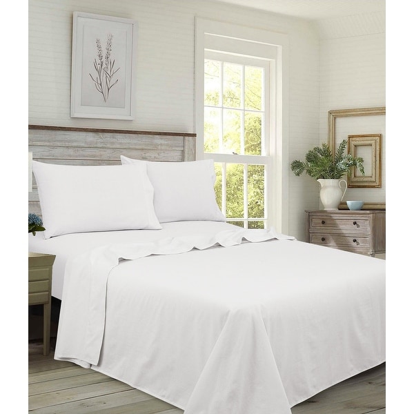 Brushed Percale 100 Percent Cotton White Sheet Set