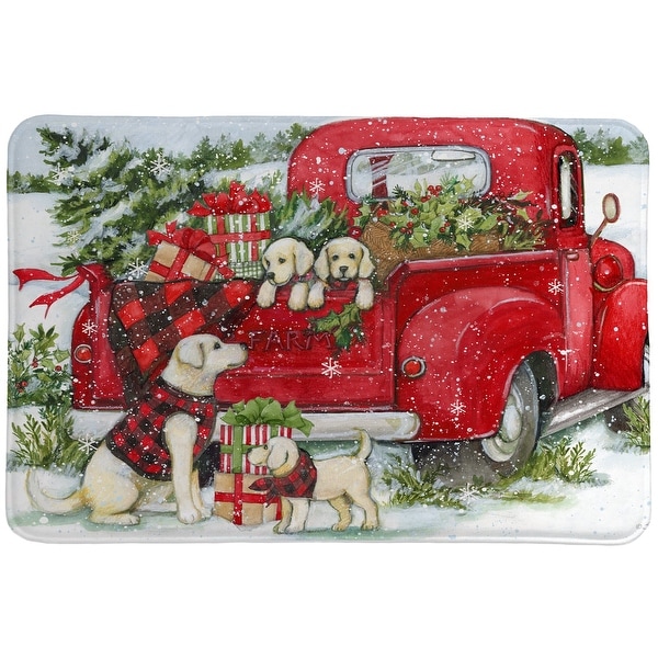Christmas Red Truck Memory Foam Rug