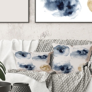 Designart 'Abstract Of Dark Blue and Gold Cloud' Modern Printed Throw Pillow