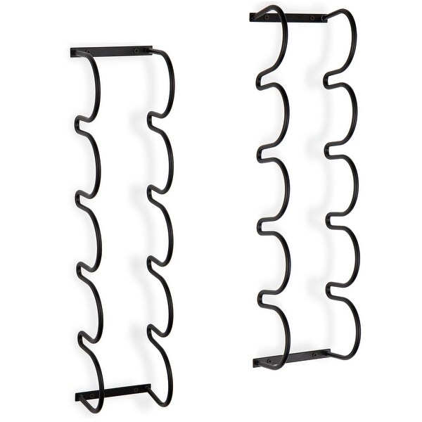 Wallniture Dijon 5-Sectional Wine Rack Wall Mounted or Under Cabinet Organizer, Black (Set of 2)