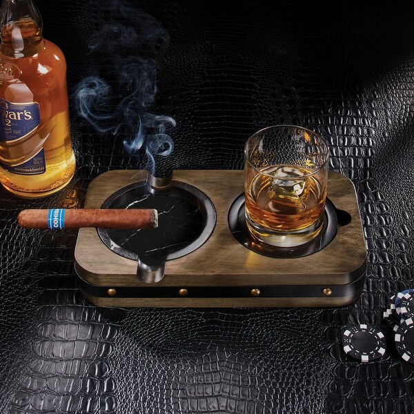 Single Barrel Cigar Ashtray and Whiskey Coaster