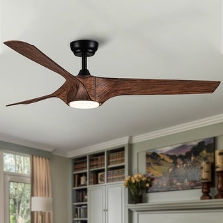56 In.Intergrated LED Ceiling Fan with Wood Grain ABS Blade