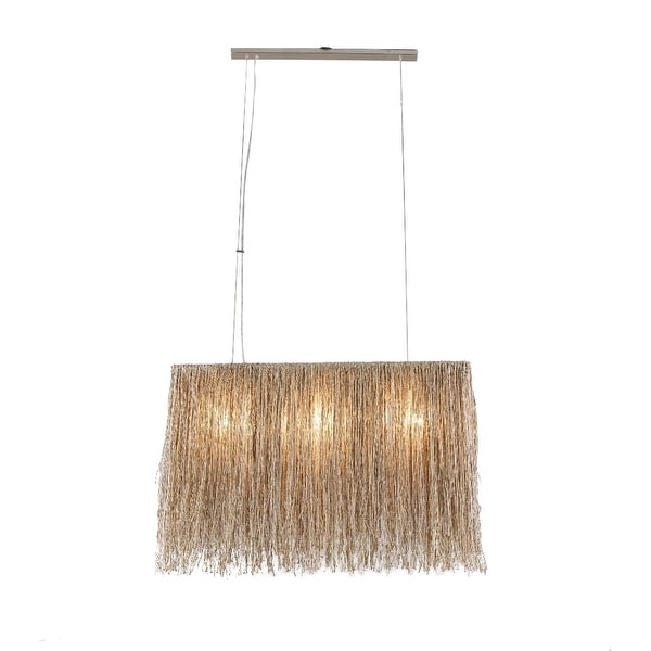 Bali Boho Jute Rectangle Hanging Pendant Light - 3' x 6" x 2'