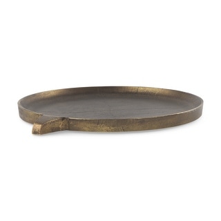 Marlowe Antiqued Gold Textured Aluminium Round Tray