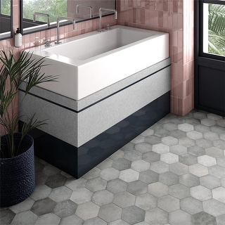Merola Tile Heritage Hex Shadow 7" x 8" Porcelain Floor and Wall Tile