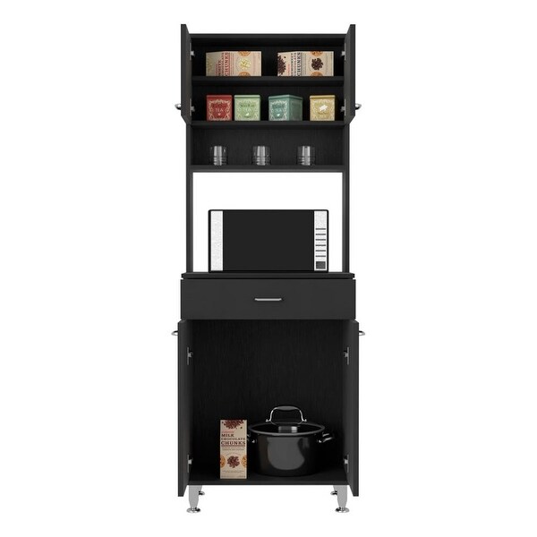 TUHOME Della 60 Kitchen Pantry with Drawer, 2 Cabinets, and Metal Legs - N/A