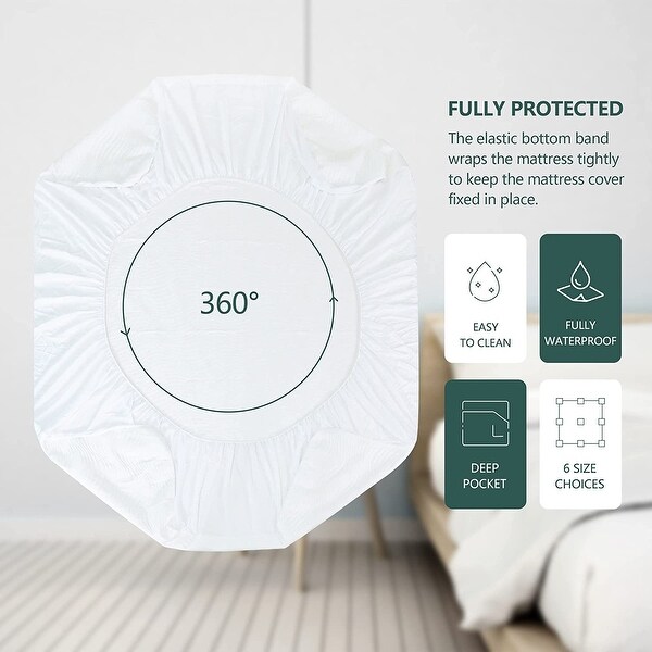 Waterproof Knit Mattress Protector Stretch up to 21 Inches Deep Pocket Design Bed Protector - N/A