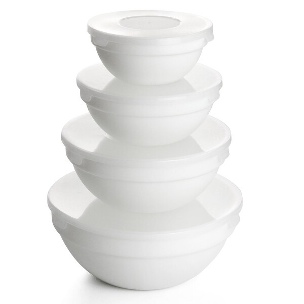 Gibson Ultra 36 Piece Tempered Opal Glass Combo Dinnerware Set in White - 36 Piece