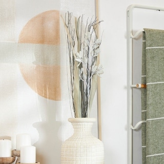 Gray Dried Plant Handmade Tall Floral Bouquet Branch Natural Foliage with Grass Stems