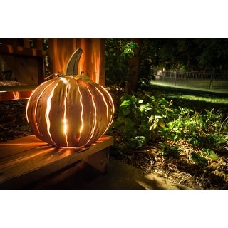 Desert Steel Orange Squatty Pumpkin Luminary