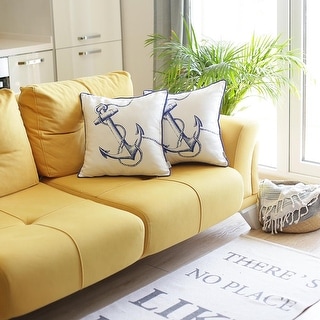 Nautica Anchor Printed 18" Throw Pillow Cover (Set of 2)