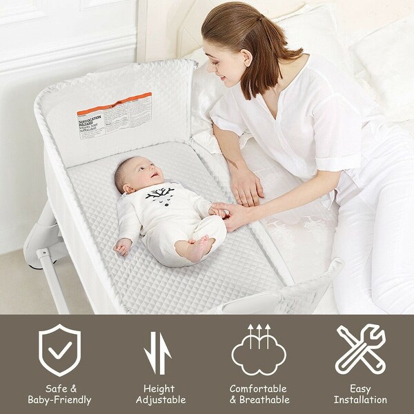 Baby Height Adjustable Bassinet w/ Washable Mattress - 37.5" x 26.5" x 24"-32" (L x W x H)