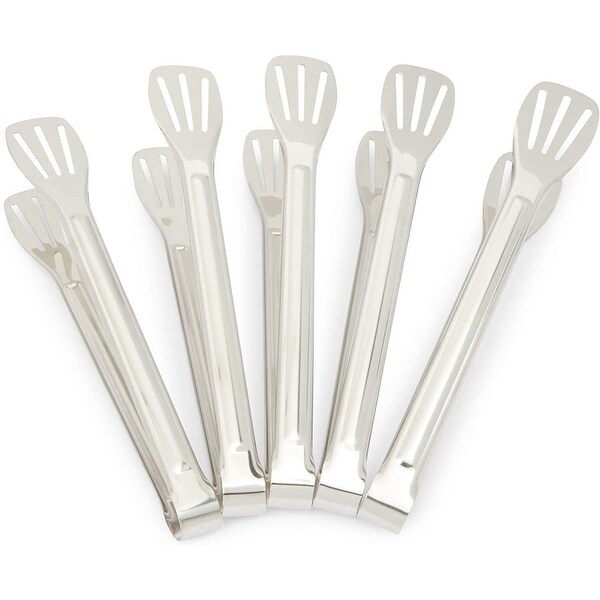 Okuna Outpost Stainless Steel Tongs for BBQ, Kitchen Utensils, Serving Food (11 in, 5 Pack)