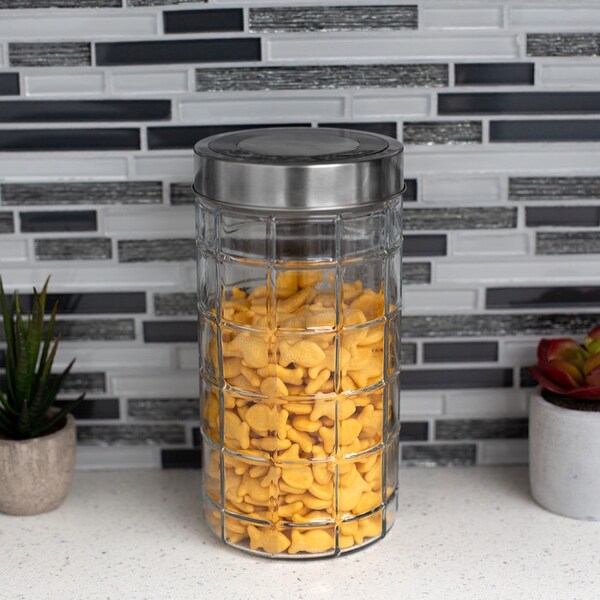 Chex Collection 52 oz. Large Glass Canister with Stainless Steel Lid