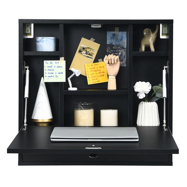 Costway Wall-Mount Floating Desk Foldable Space Saving Laptop - See details