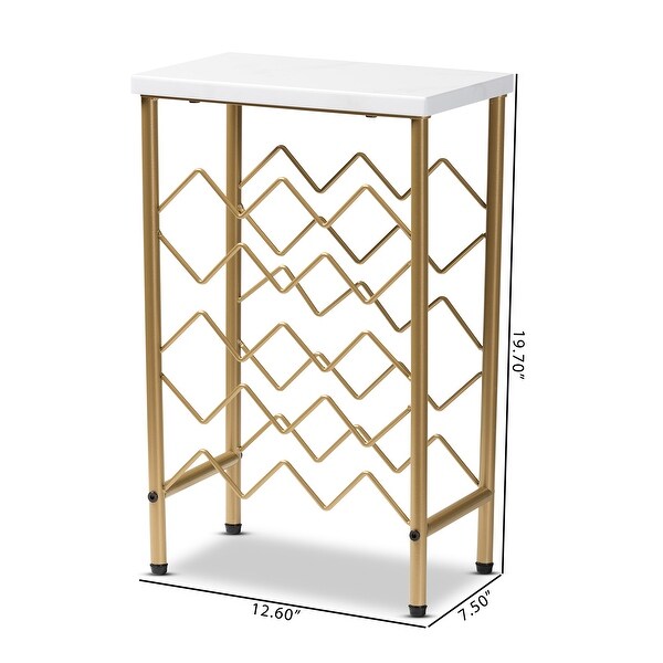 Ramona Modern and Contemporary Metal Wine Rack With Faux Marble Tabletop