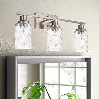 Brushed Nickel Bathroom Light Fixtures with Clear Glass