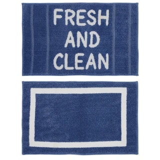 Chesapeake MF Fresh & Clean Blue-White 2pc Bath Set(21"x34" & 21"x34")