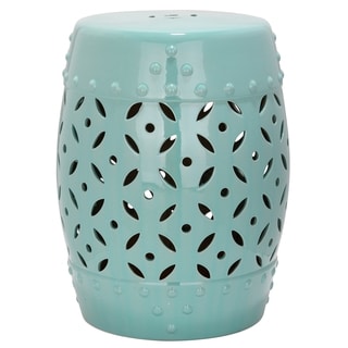 SAFAVIEH Paradise Harmony Light Blue Ceramic Decorative Garden Stool