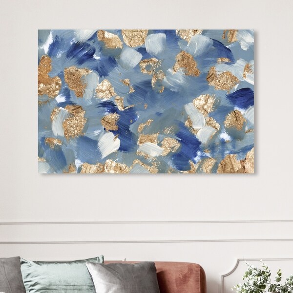 Oliver Gal Abstract Wall Art Canvas Prints 'Oceans of Gold' Paint - Blue, Gold