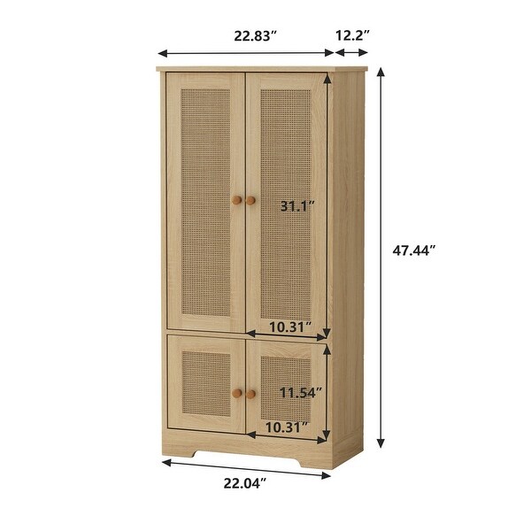 Elegant and Functional 4-Door Rattan Decorative Storage Cabinet,for Bedroom,Living Room,Easy Assembly - N/A