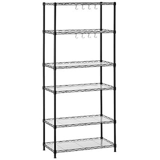 6-Tier Metal Storage Shelves, Wire Shelving Unit, with Adjustable Shelves, Garage Shelving, Kitchen, Living Room Storage-Black
