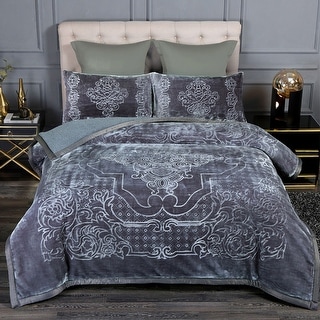 Heavy Thick Warm Sherpa Comforter Set Shams Queen Grey