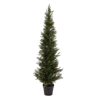 Pure Garden 5-foot-tall UV-protected Indoor/Outdoor Potted Artificial Cedar Topiary Tree