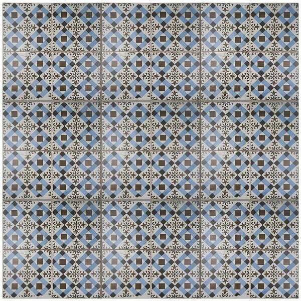 Merola Tile Kings Millbasin Encaustic 17.63" x 17.63" Ceramic Floor and Wall Tile