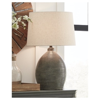 Joyelle Gray Terracotta Table Lamp - 17"W x 17"D x 28"H