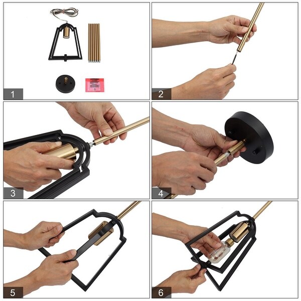 Modern Farmhouse 1-Light Mini Metal Cage Island Pendant Lights for Dining Room - 8" L x 6.5" W x 10" H