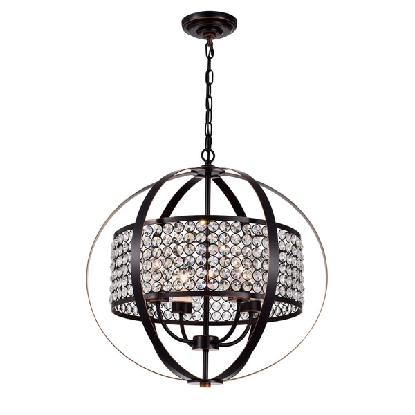 Elizabeth Oil Rubbed Bronze 4-Light Globe Pendant with Crystal Shade
