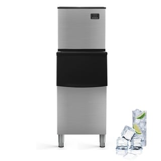JEREMY CASS Commercial Ice Maker Machine, Stainless Steel Freestanding Ice Cube Maker, 370 lbs./24H