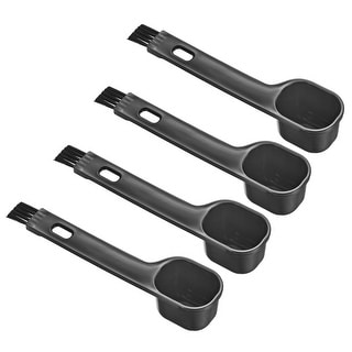 Coffee Espresso Brush 4 Pack 2 in 1 Grinder Brush with PP Spoon Black