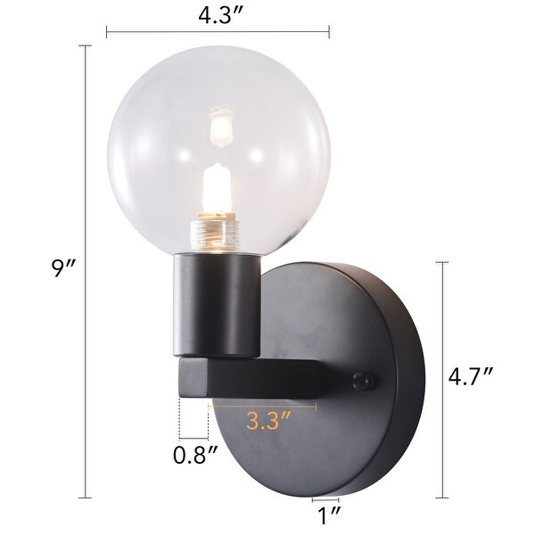 CO-Z 1 light Dimmable Wall Sconce w Transparent Glass Shades