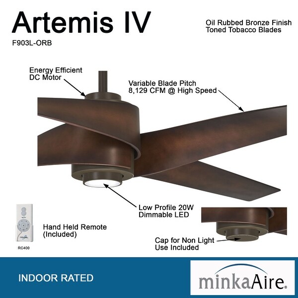 Artemis Iv 64 Inch Led Ceiling Fan In Oil Rubbed Bronze Finish W/Tobacco Blades
