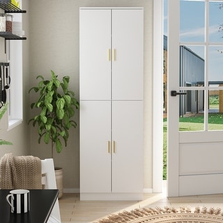Buffet Tall Storage Cabinet with Doors in White
