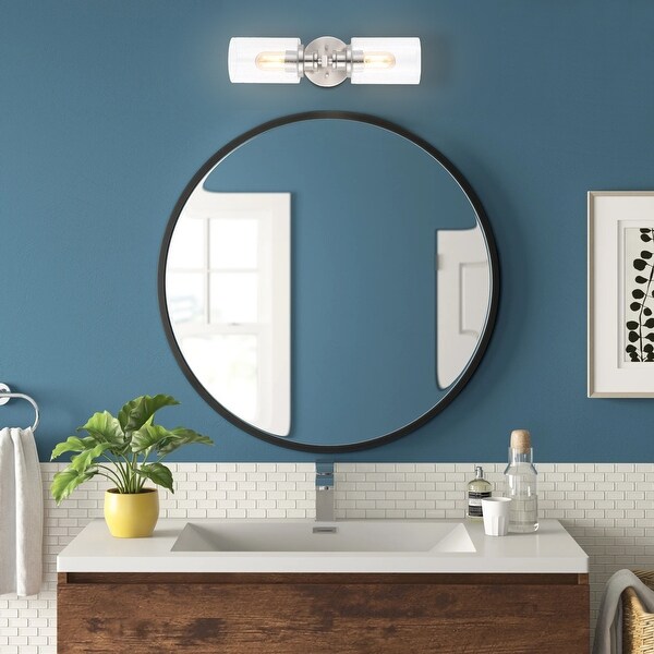 Jules Edison 16.5" Cylinder 2-Light Iron/Seeded Glass Farmhouse Contemporary LED Wall Sconce, Black by JONATHAN Y - One