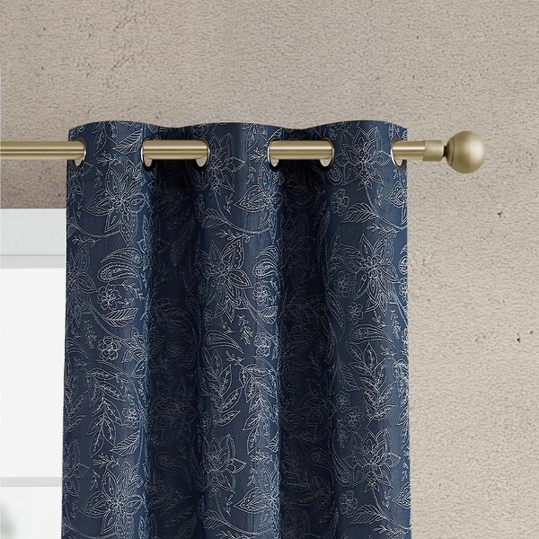 Jessica Simpson Groovy Paisley Textured Blackout Grommet Window Curtain Panel Pair with Tiebacks