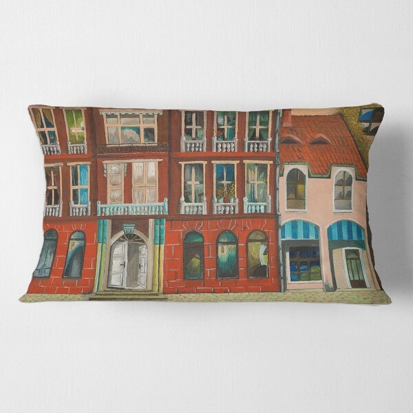 Designart 'Red Facade of Shop In Paris I' French Country Printed Throw Pillow