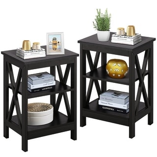 End Table, Modern Nightstands with 3-tier Storage Shelves, Nightstands Set of 2
