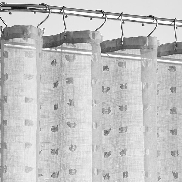 Grand Avenue Payton Pom Pom Sheer Buttonhole Shower Curtain